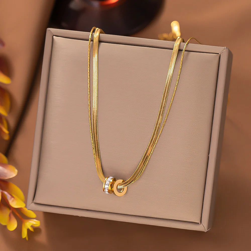 Colar Veneziana com Pingente Anel – Luxo Minimalista